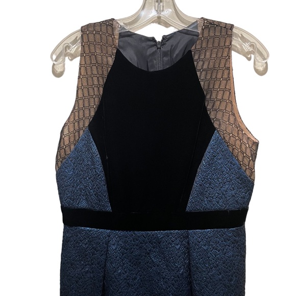 Carmen Marc Valvo A Line Sleeveless Mini Dress Blue Size 10 - Picture 3 of 8